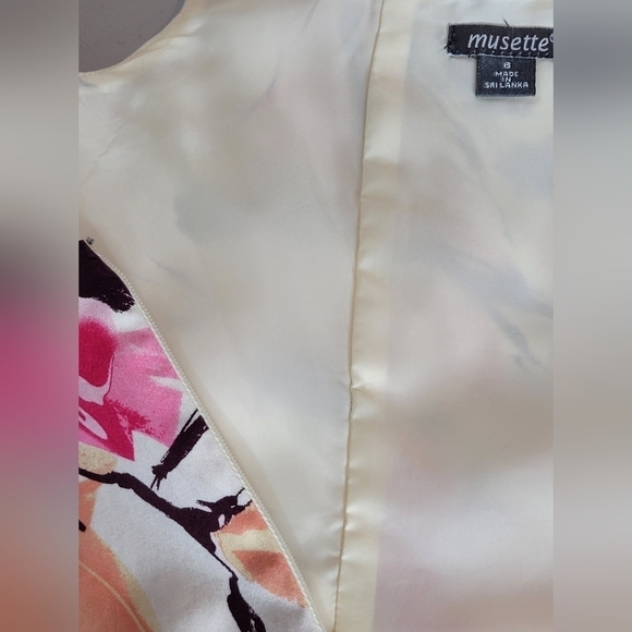 Musette Sleeveless Princess Seams Abstract Floral Midi Sheath Dress - Size 6 - Picture 6 of 8